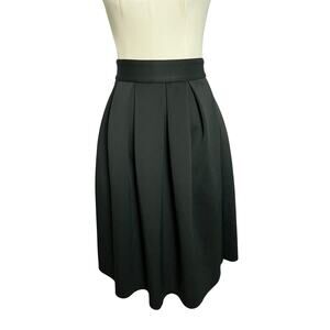 ASOS Pleated Skirt Womens 0 Black High Waist Knee Length A Line Lined Zip Back